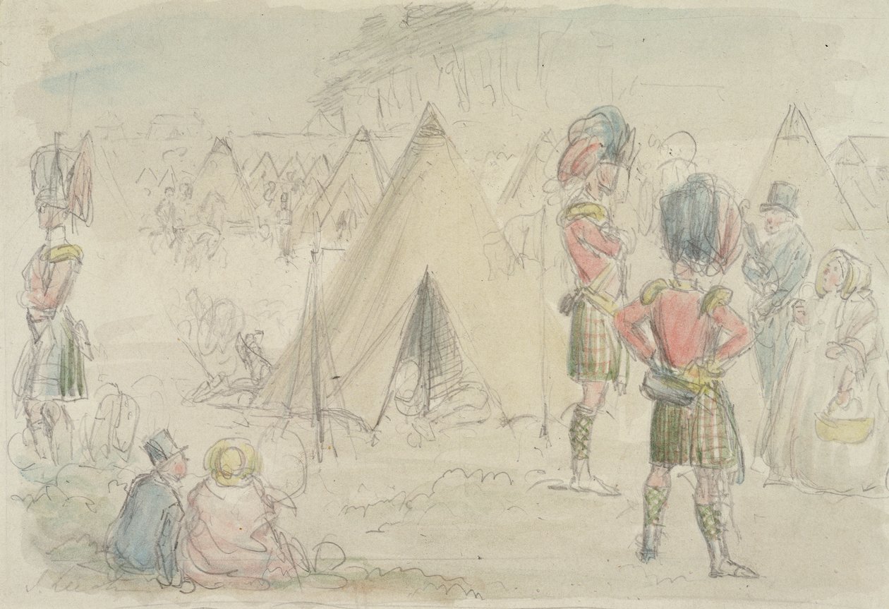 Reggimento delle Highlands in campo da John Leech
