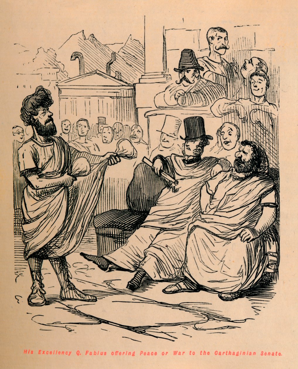 Sua Eccellenza Q Fabius offre Pace o Guerra al Senato Cartaginese, 1852 da John Leech