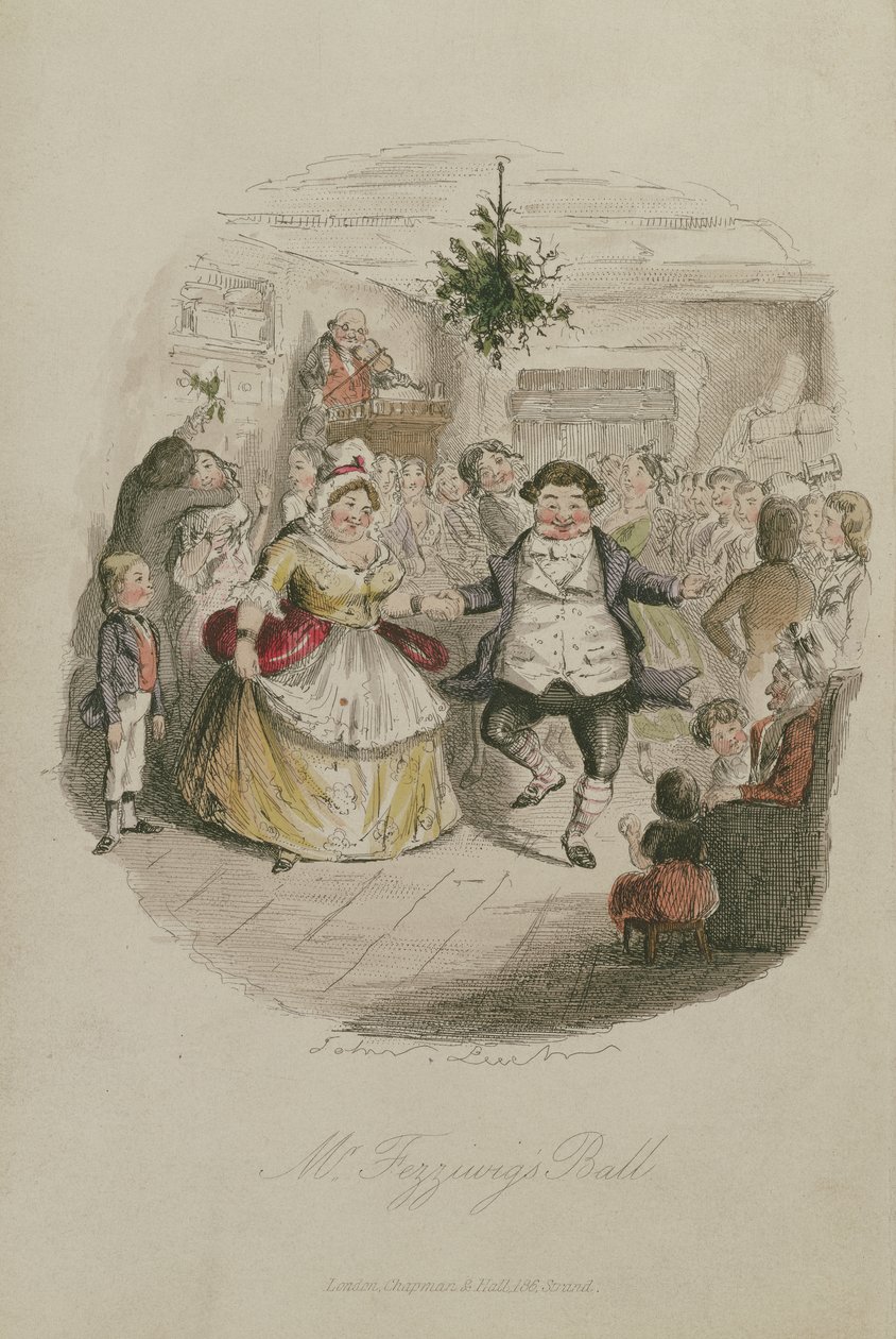 Il ballo di Mr Fezziwig, illustrazione da Un canto di Natale di Charles Dickens (1812-1870), pub. 1843 da John Leech