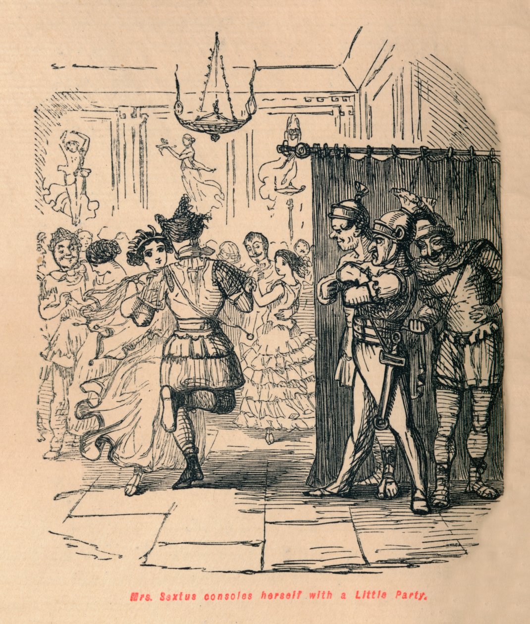 La signora Sextus si consola con una piccola festa, 1852 da John Leech