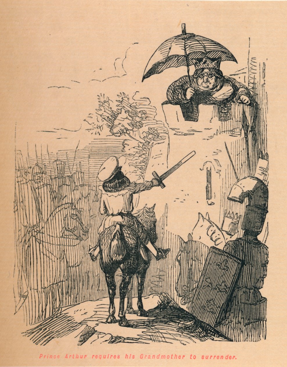 Il principe Arturo richiede alla nonna di arrendersi, c1860, c1860 da John Leech