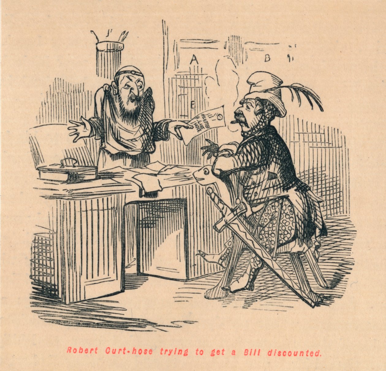 Robert Curthose che cerca di ottenere uno sconto su una fattura da John Leech