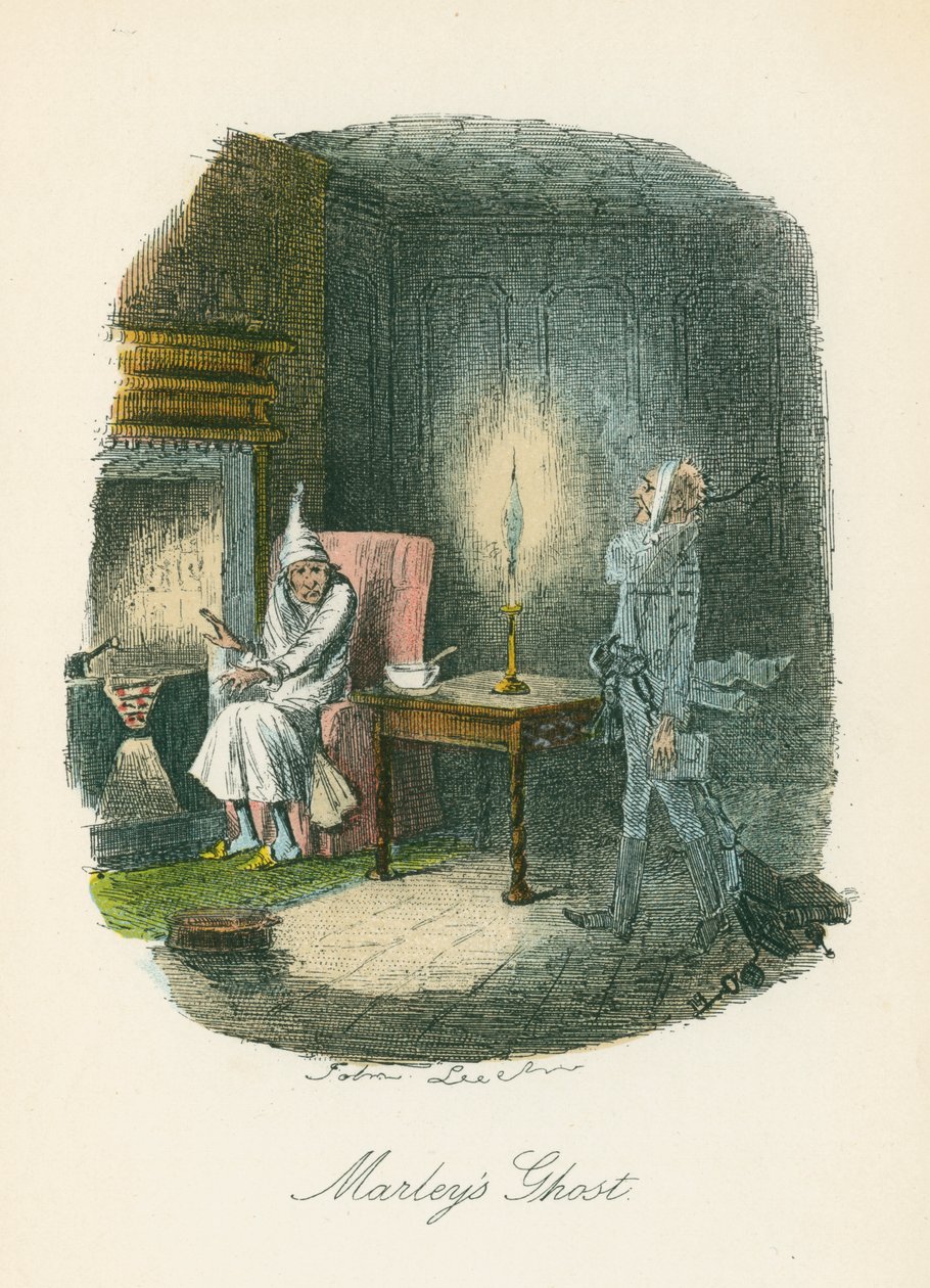 Scena da Un canto di Natale di Charles Dickens da John Leech