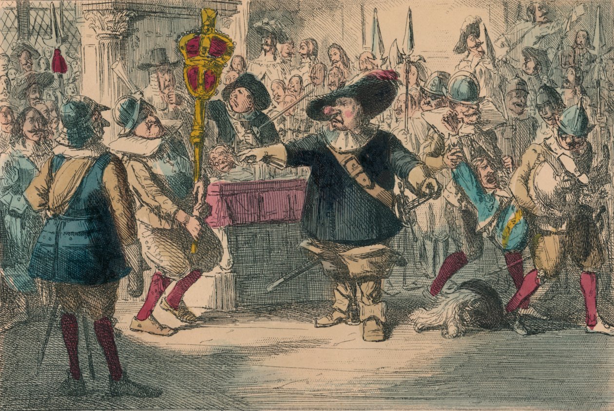 Porta via quel gingillo: Cromwell scioglie il lungo Parlamento, 1850 da John Leech