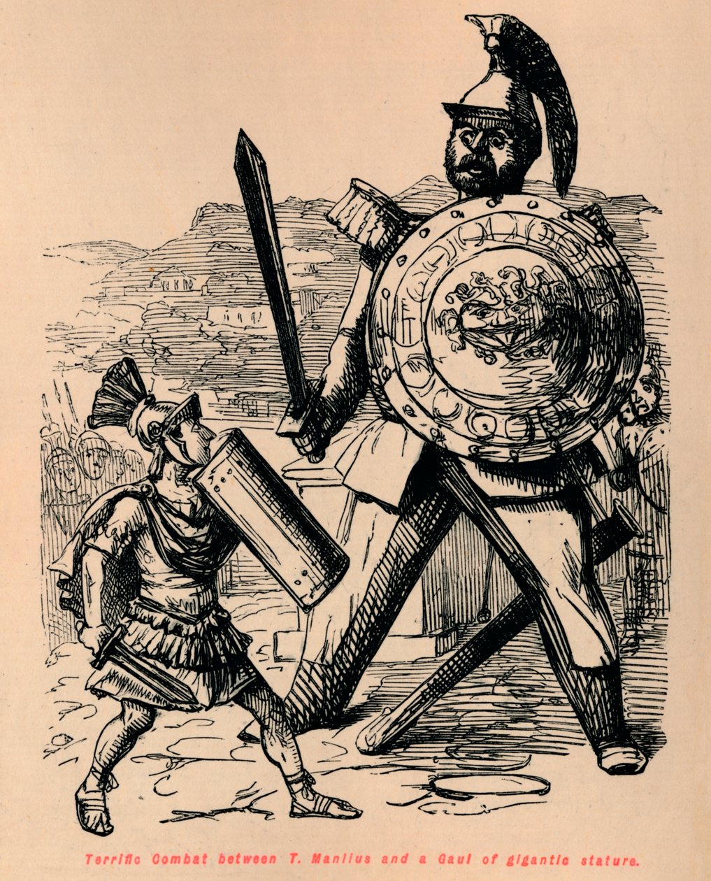 Terribile Combattimento tra T Manlio e un Gallo di statura gigantesca da John Leech