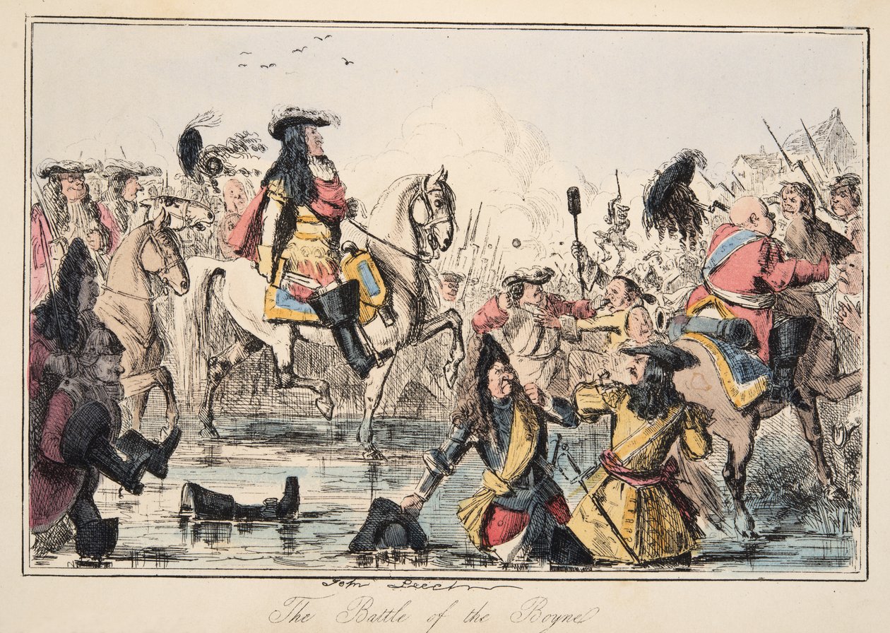 La battaglia del Boyne, da The Comic History of England, pub. 1864 da John Leech
