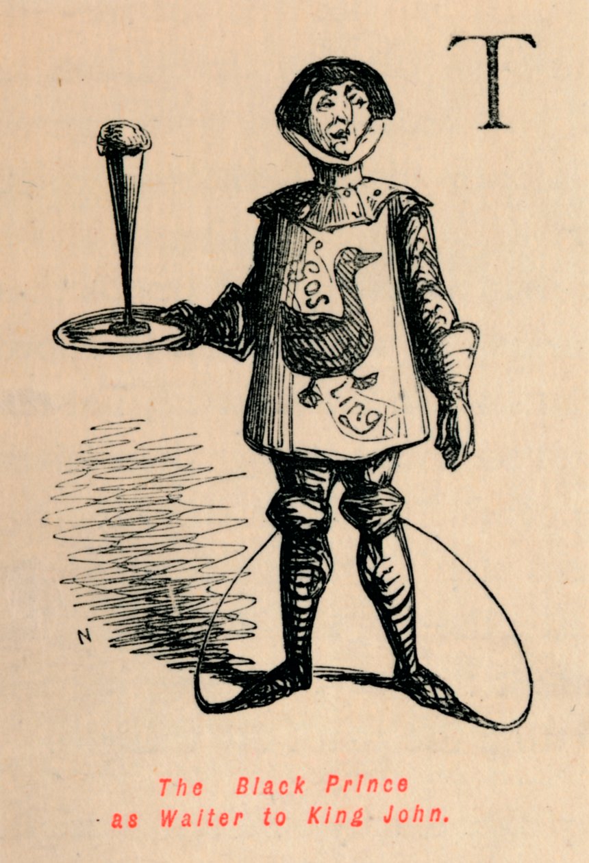 Il Principe Nero come cameriere del Re Giovanni, c1860 da John Leech