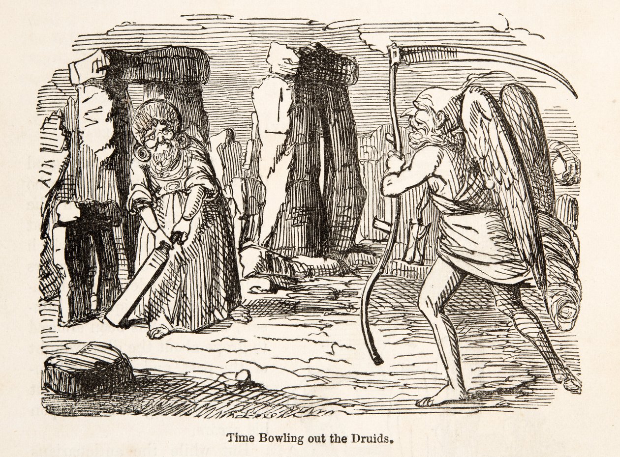 Il tempo che fa cadere i druidi, da The Comic History of England, pub. 1864 da John Leech