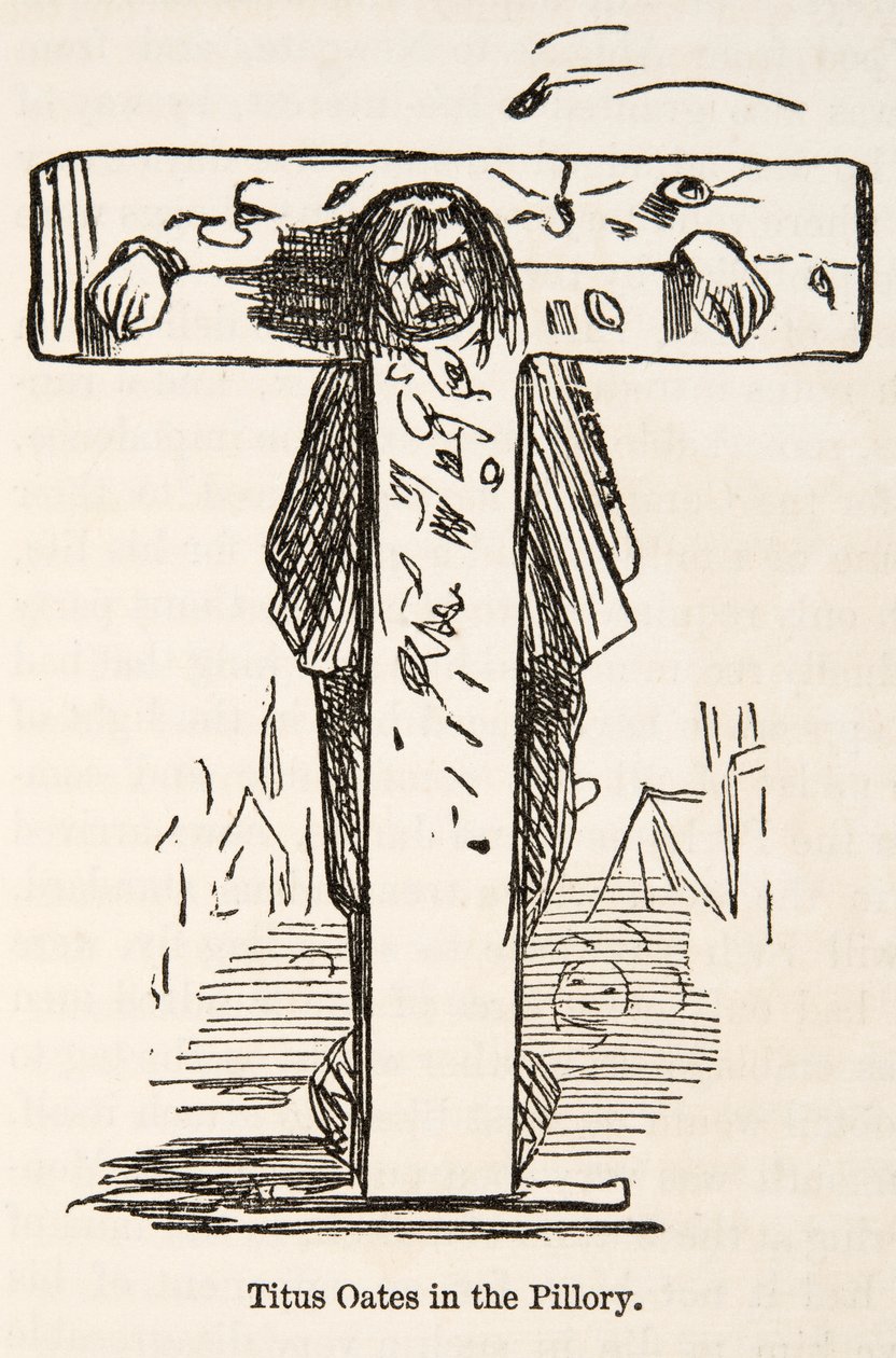 Titus Oates nella gogna, da The Comic History of England, pub. 1864 da John Leech