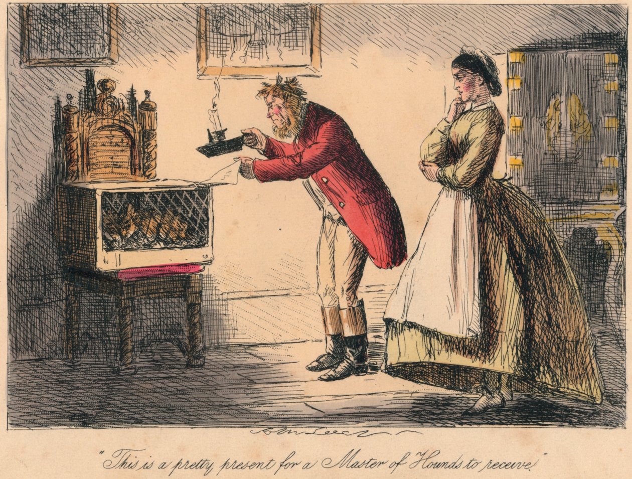 Un bel regalo per un Maestro di Cani da Caccia, 1865 da John Leech and Hablot Knight Browne