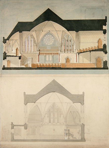 Elevazione laterale della Trinity College Church, Edimburgo da John Lessels