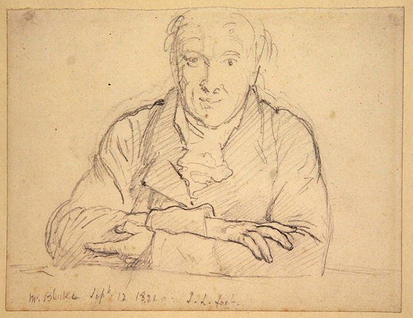Mezzo busto di Blake, viso pieno, braccia incrociate da John Linnell