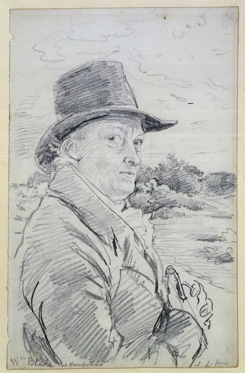William Blake con un cappello, (iscrizione: Wm Blake a Hampstead) c.1825 da John Linnell