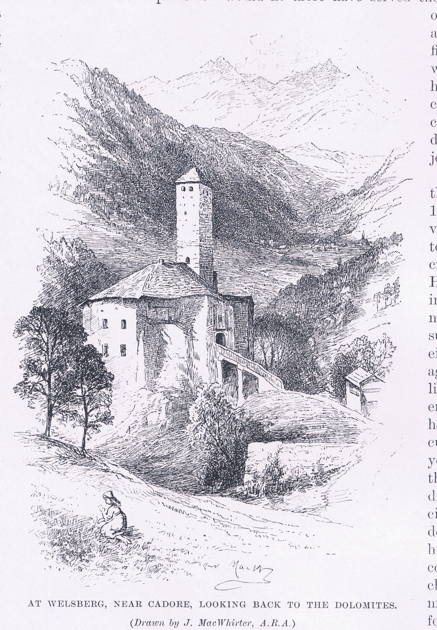 A Welsberg, vicino a Cadore, guardando indietro verso le Dolomiti, da The Magazine of Art 1893, Cassell and Company da John MacWhirter
