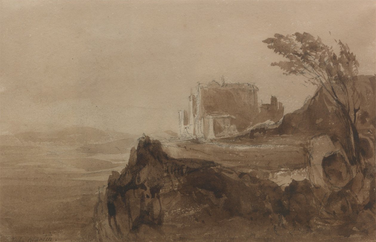 Un edificio sulla collina da John Martin