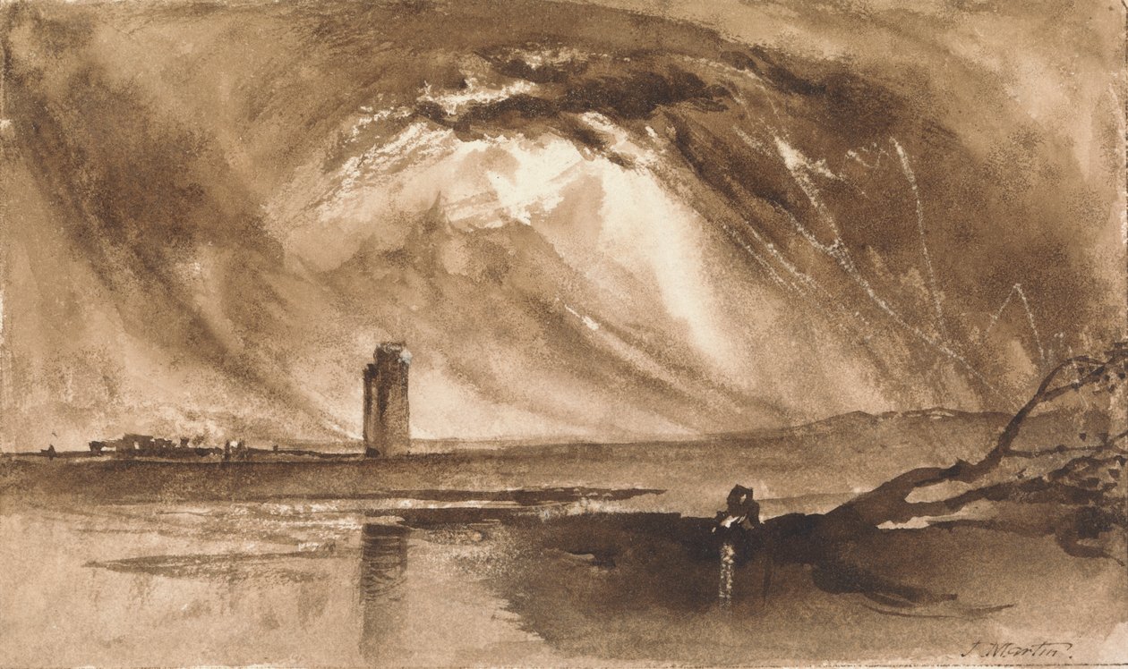 Paesaggio con Torre e Tempesta in Arrivo da John Martin