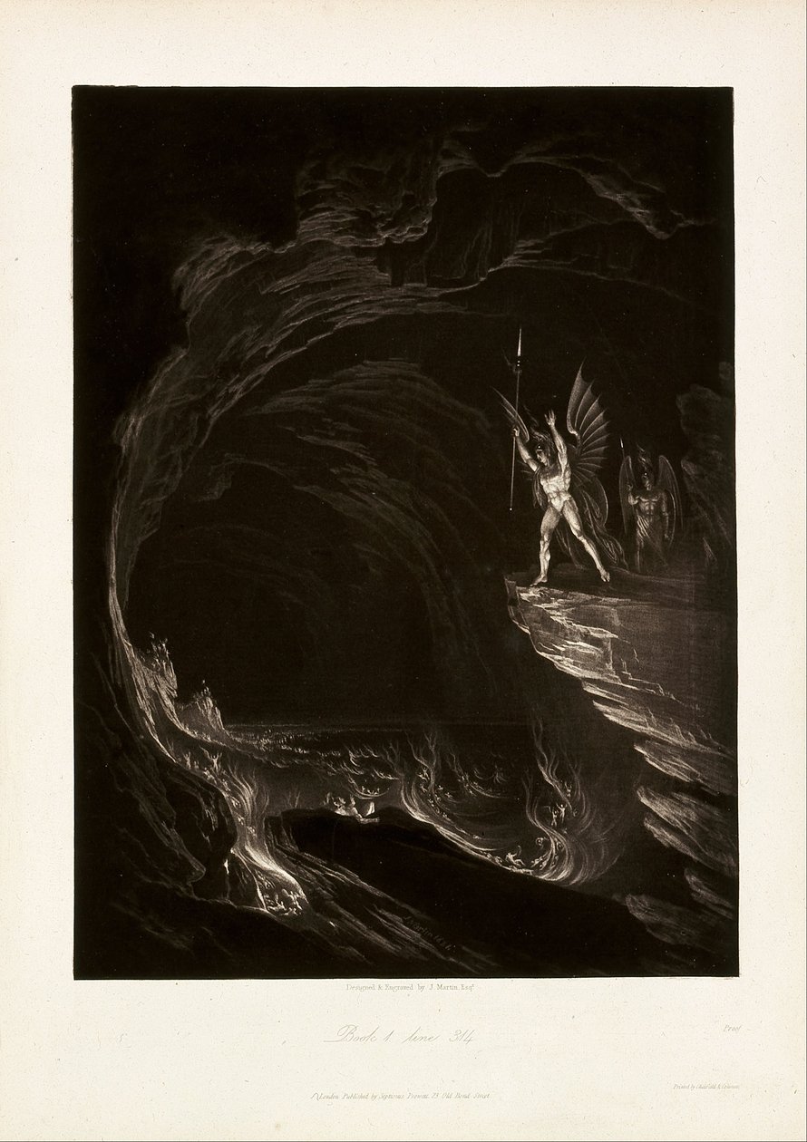 Satana che aizza gli angeli caduti, Libro 1, riga 314, da John Milton, Paradiso perduto da John Martin