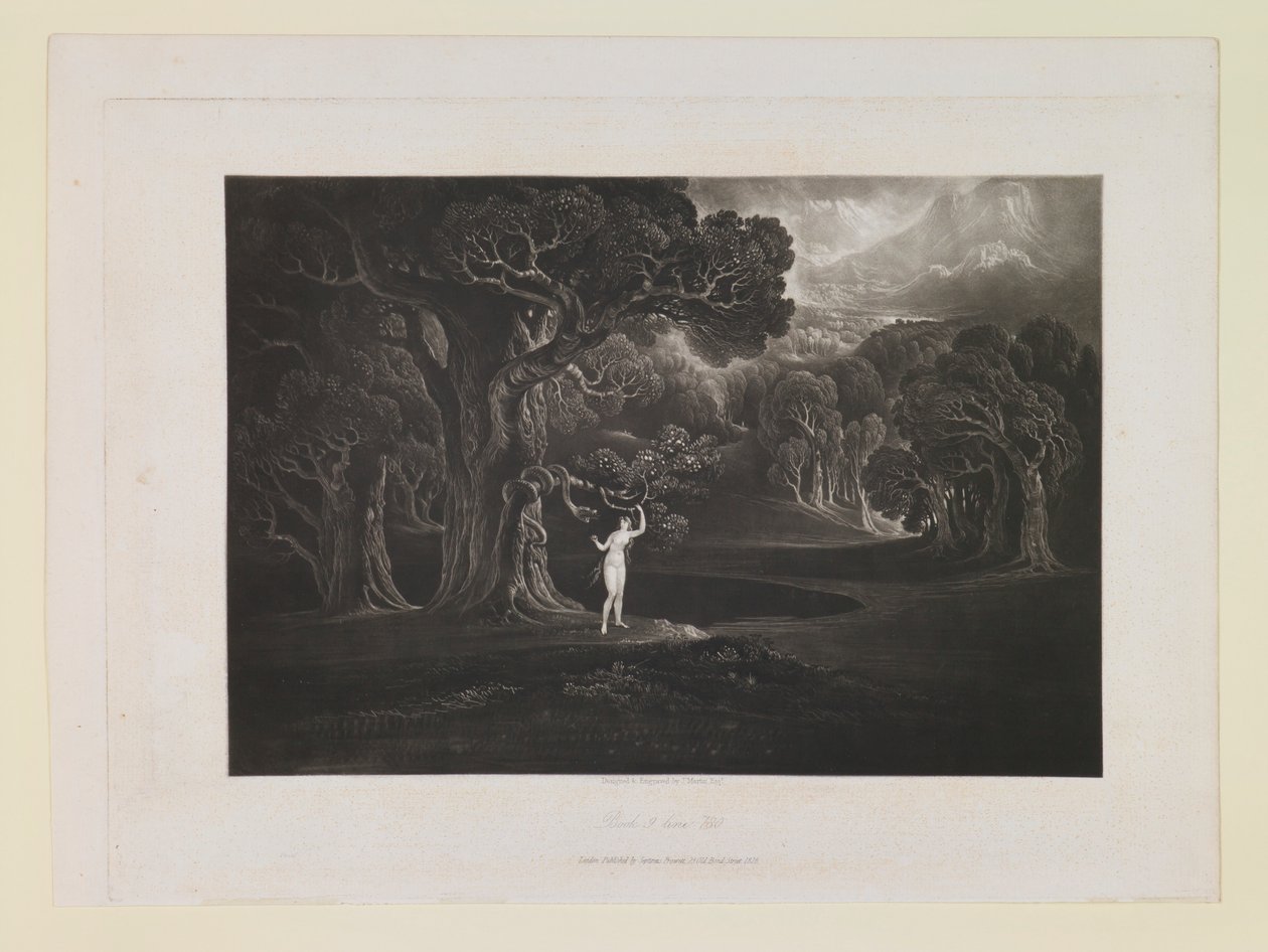 Satana tenta Eva, libro 9, verso 780, da «Paradiso perduto» da John Martin