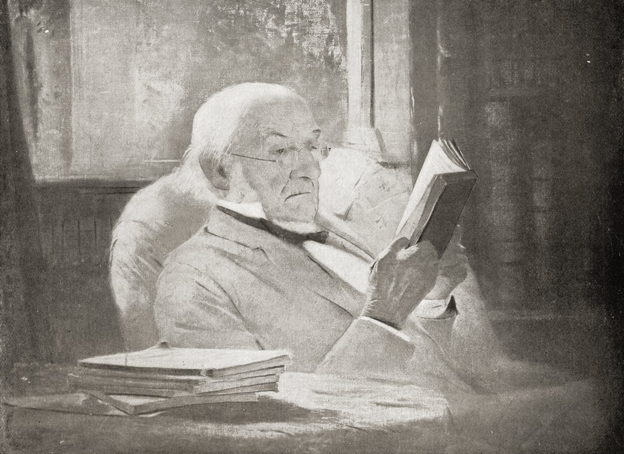 William Ewart Gladstone in vecchiaia, illustrazione da 