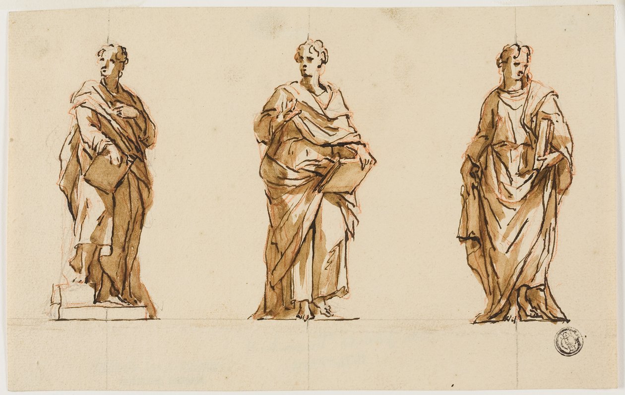 Tre studi per la statua di John Locke da John Michael Rysbrack