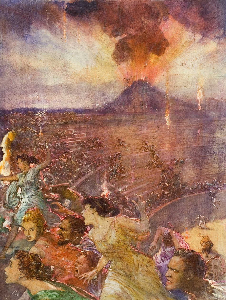 Eruzione del Vesuvio (gouache su carta) da John Millar Watt
