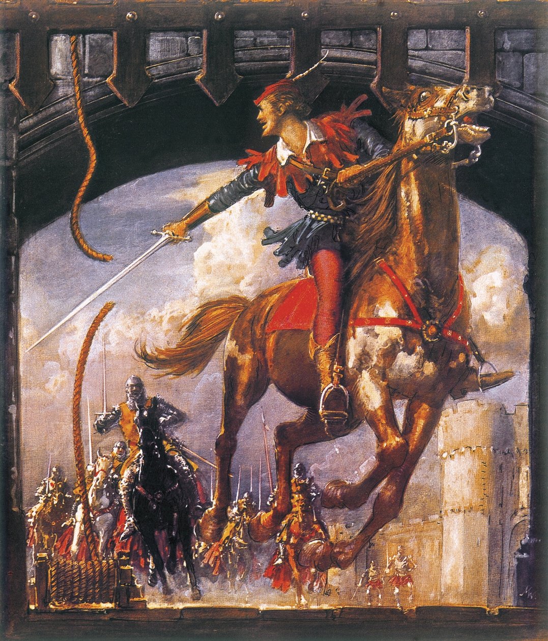 Robin Hood inseguito dai soldati normanni da John Millar Watt
