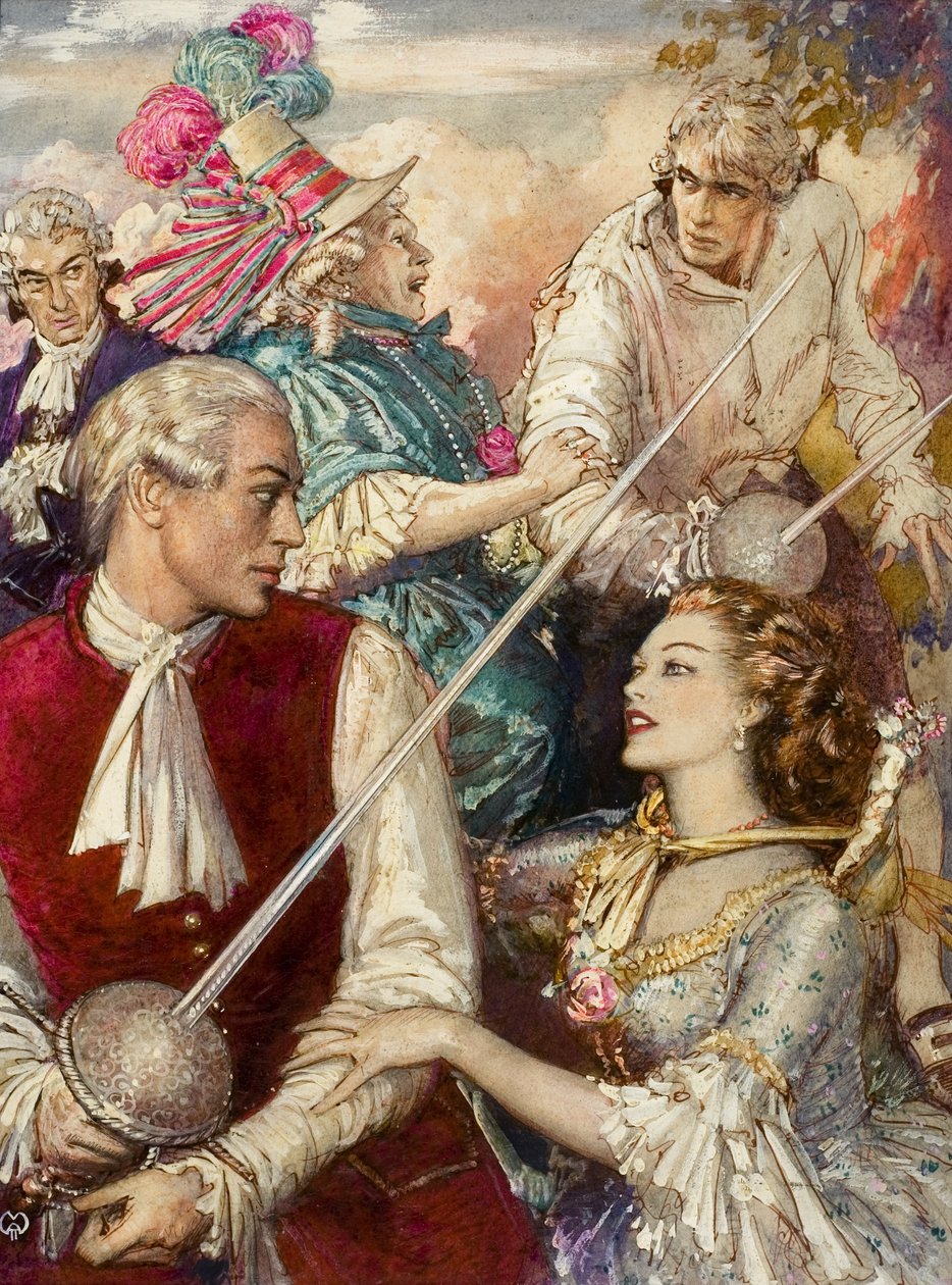 I rivali (guazzo su carta) da John Millar Watt