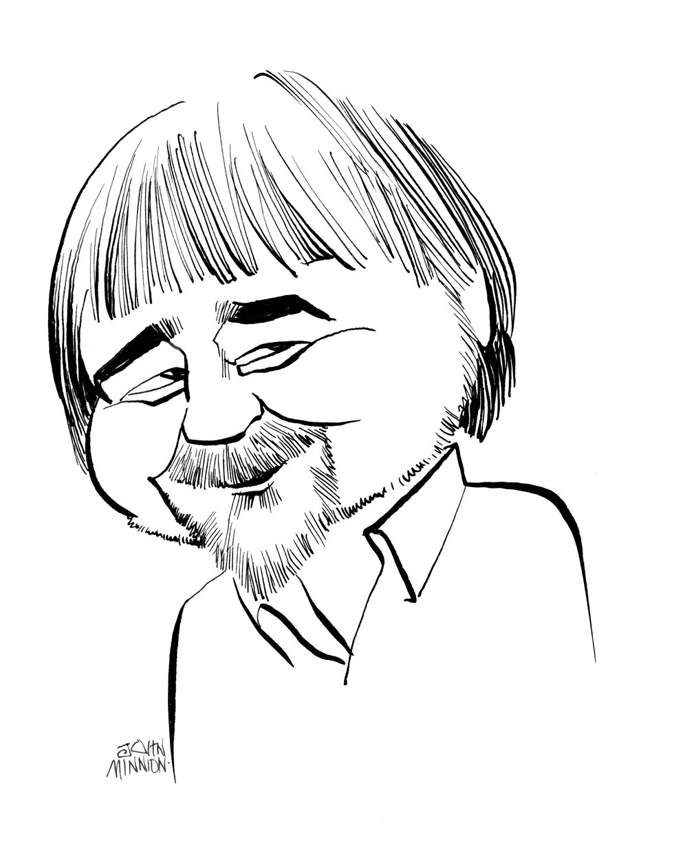 Alan Bleasdale caricatura, drammaturgo televisivo inglese: b da John Minnion