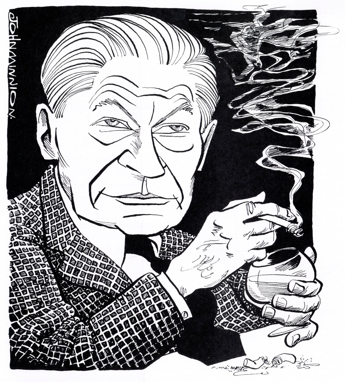 Arthur Koestler, caricatura da John Minnion