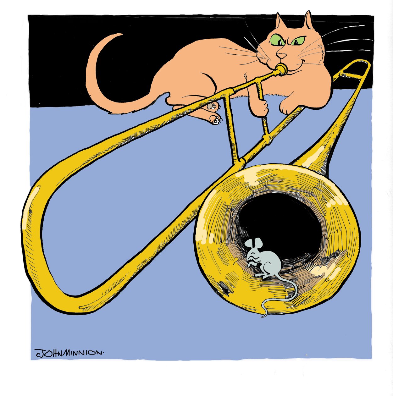 Gatto che suona il trombone da John Minnion