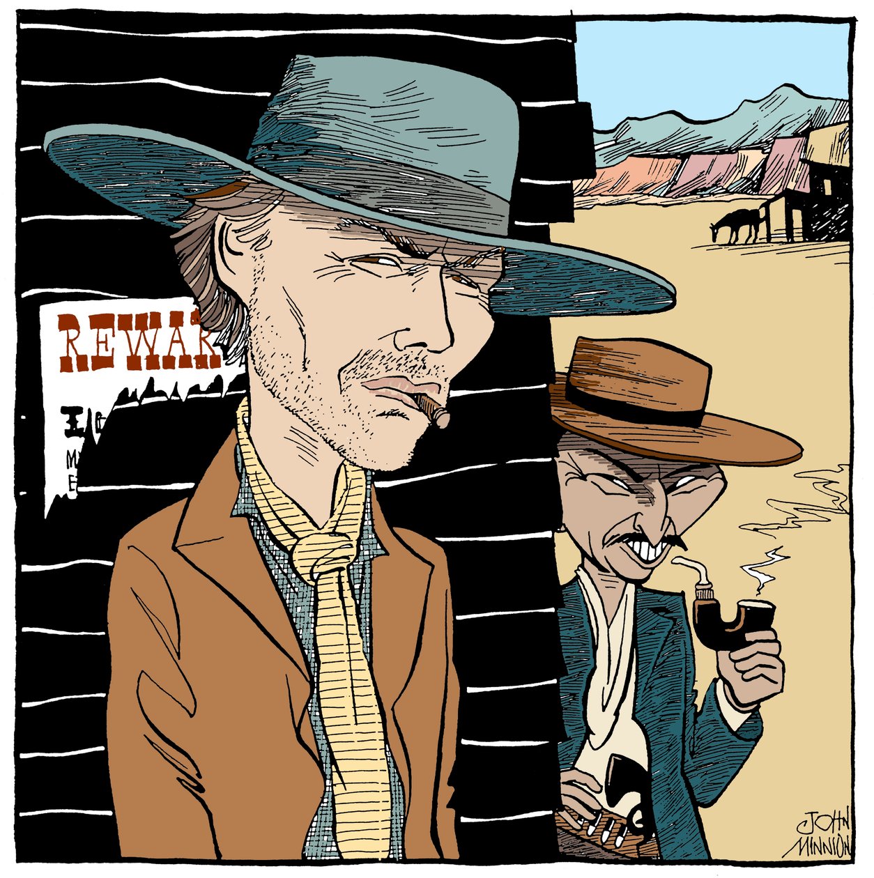 Clint Eastwood e Lee Van Cleef, caricatura di John Minnion da John Minnion
