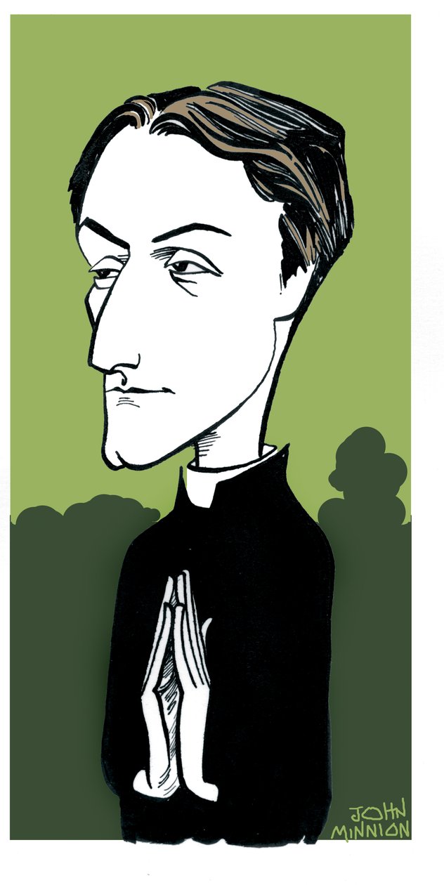 Caricatura di Gerard Manley Hopkins, poeta inglese, convertito al cattolicesimo e sacerdote gesuita: 28 luglio 1844 - 8 giugno 1889 da John Minnion