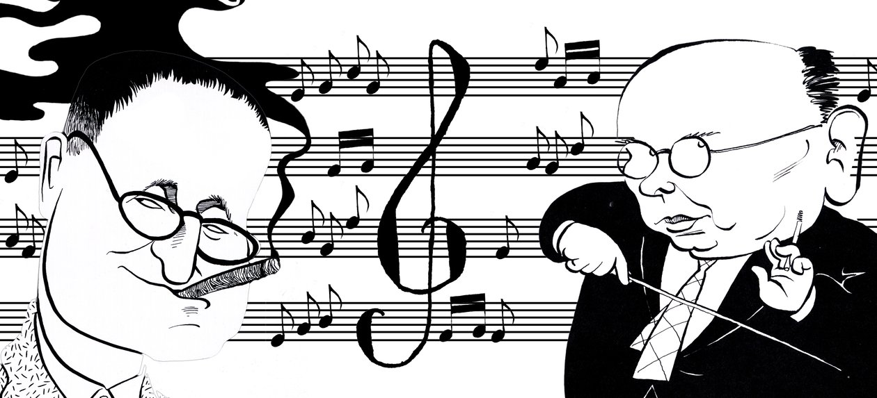 Hanns Eisler e Bertolt Brecht - collage di caricature da John Minnion