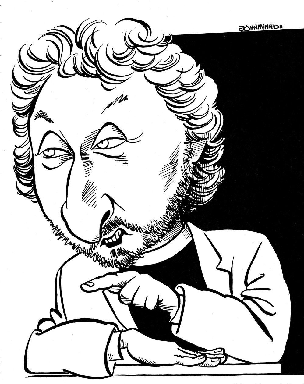 Caricatura di Howard Jacobson, autore britannico da John Minnion