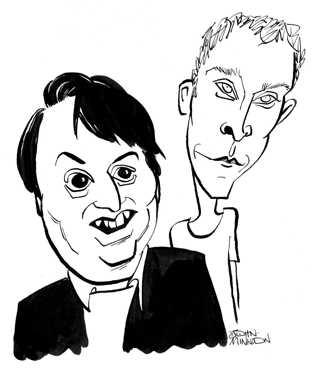 Robert Webb e David Mitchell - caricatura di John Minnion da John Minnion