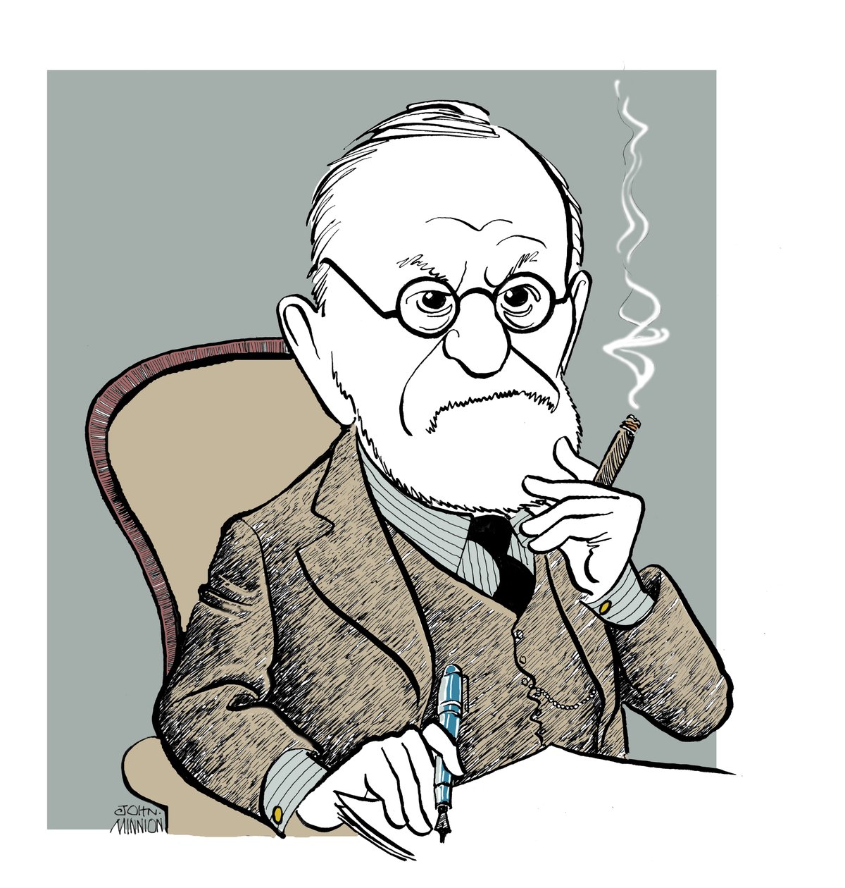 Sigmund Freud - caricatura da John Minnion