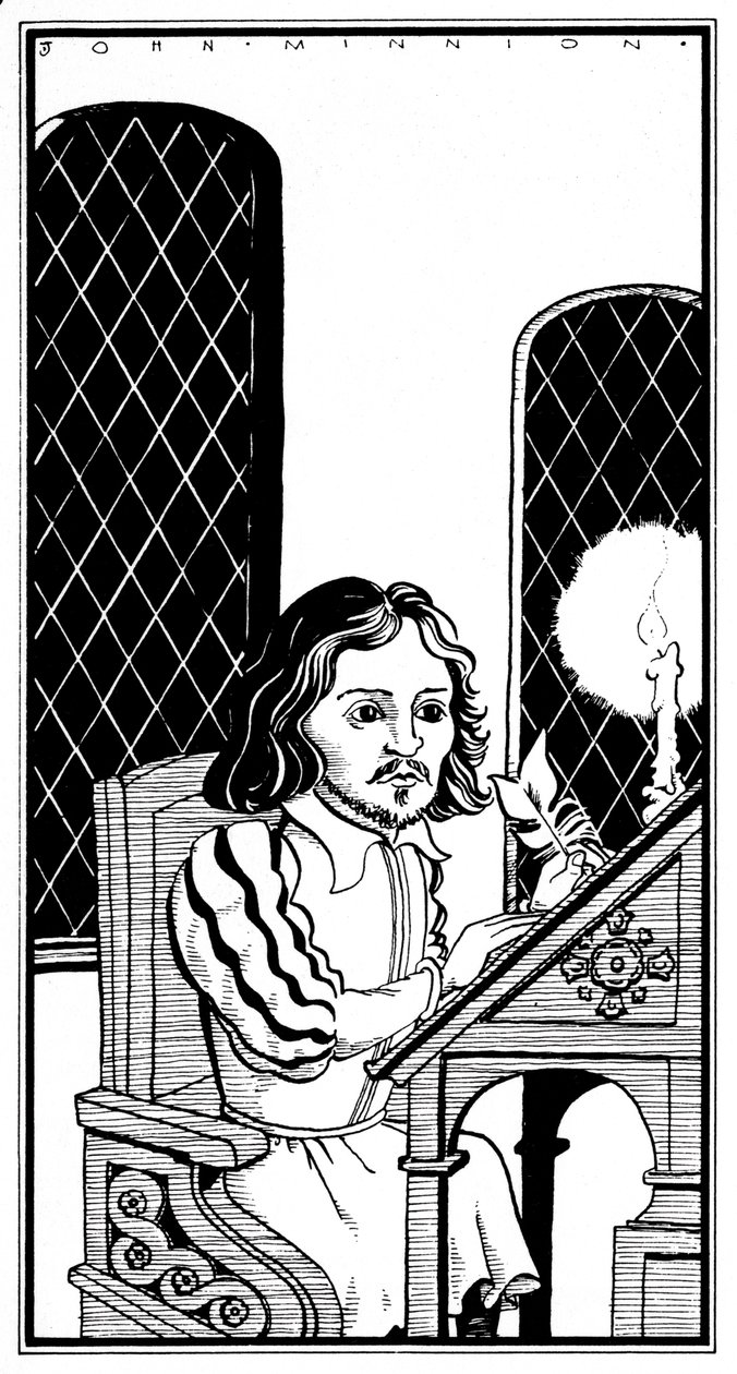 Thomas Tallis - caricatura seduto allo scrittoio - compositore inglese - 30 gennaio 1505 - 23 novembre 1585 da John Minnion
