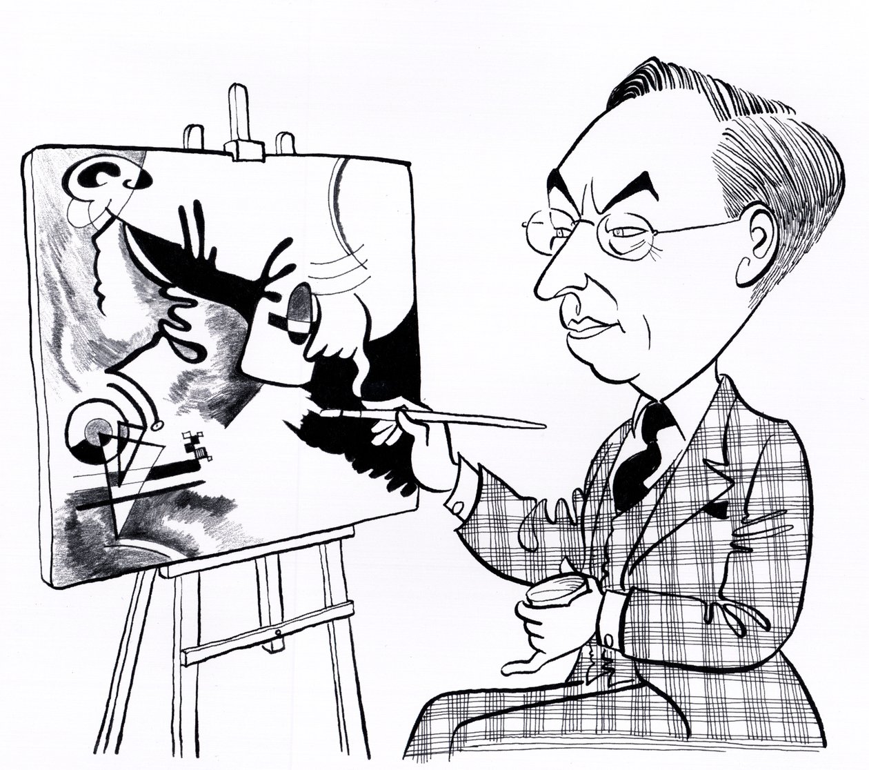 Vassily ( Wassily ) Kandinsky, caricatura con cavalletto da John Minnion