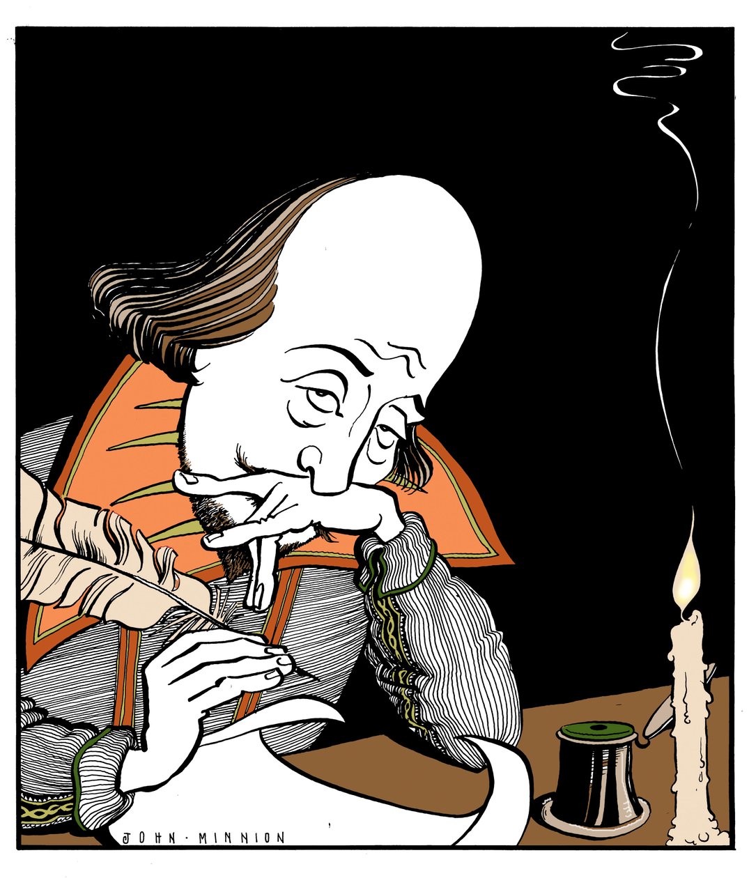 William Shakespeare che scrive una commedia di John Minnion da John Minnion