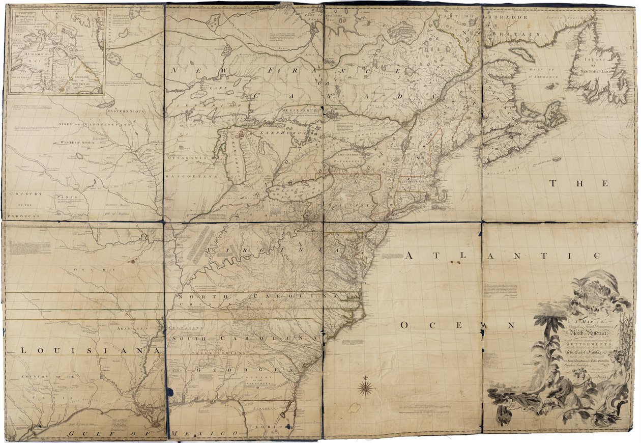 Mappa dei domini britannici e francesi in Nord America di Mitchell da John Mitchell