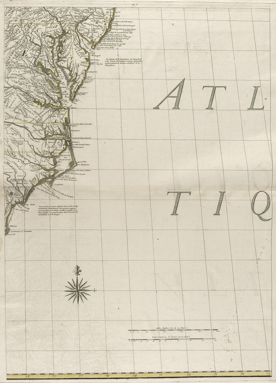 Mappa dei domini britannici e francesi in America, 1756 da John Mitchell