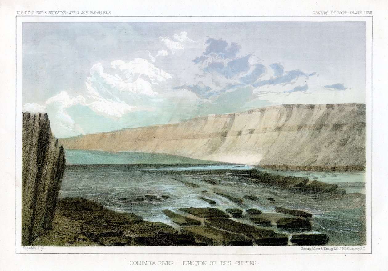 Fiume Columbia, giunzione del Des Chutes da John Mix Stanley