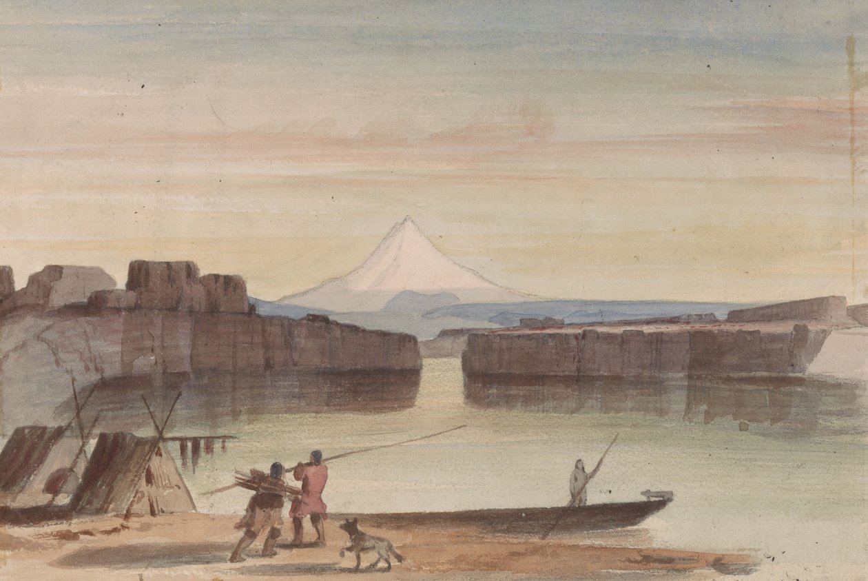 Le Dalles del Monte Columbia verso ovest da John Mix Stanley