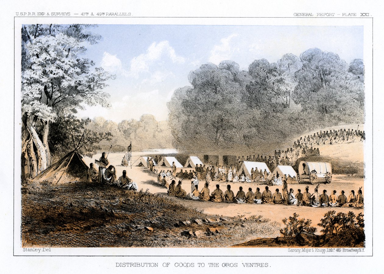 Distribuzione di beni ai Gros Ventres, 26 agosto 1853 da John Mix Stanley