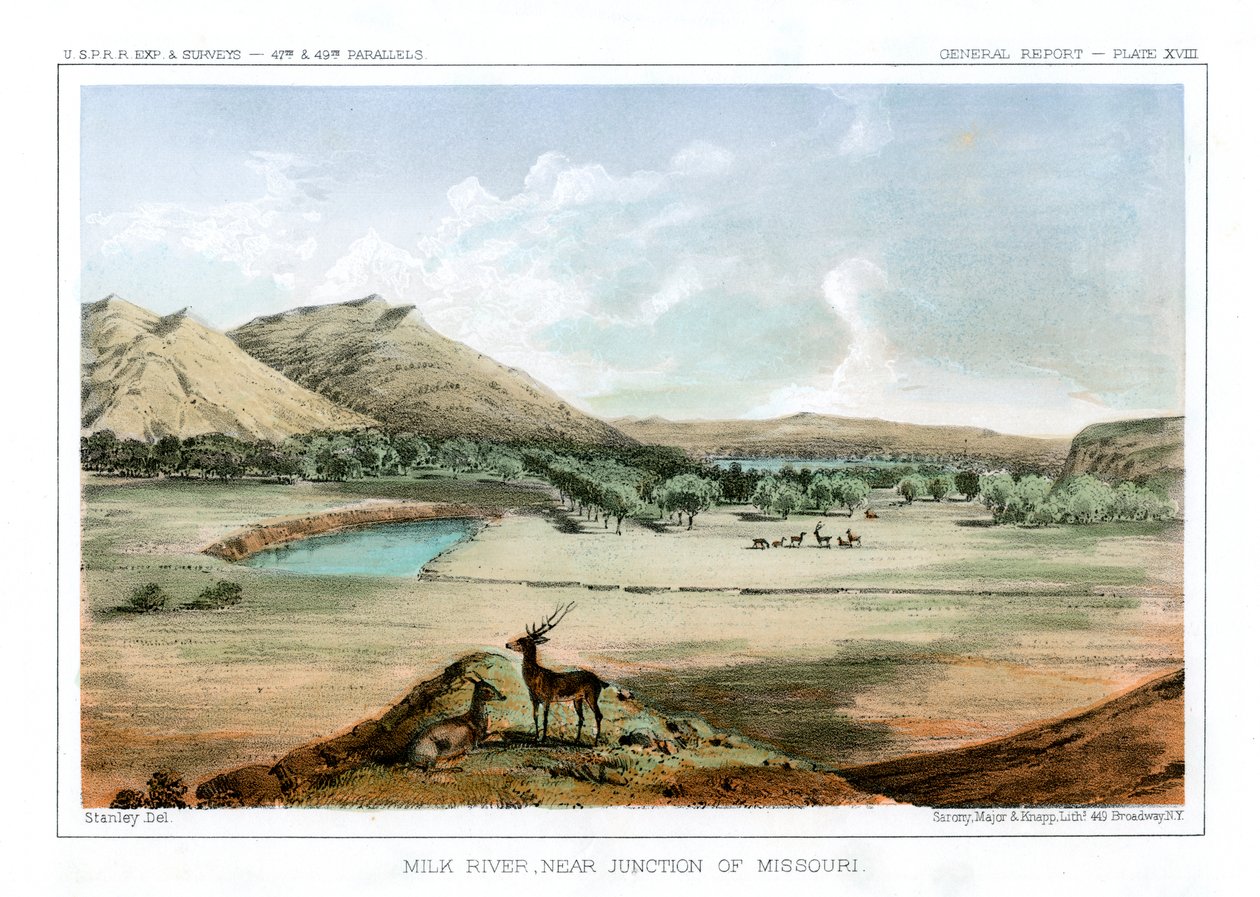 Fiume Milk, vicino alla confluenza del Missouri, 1856 da John Mix Stanley