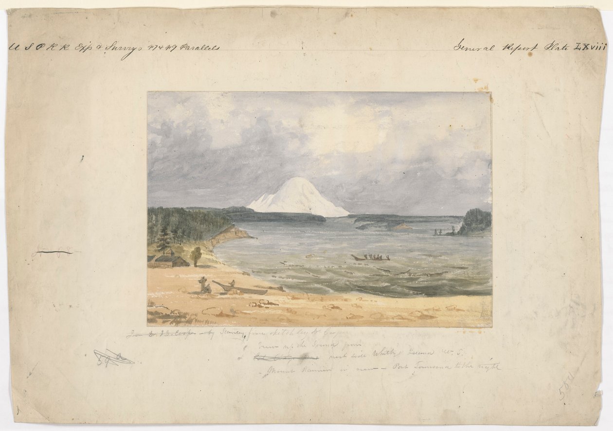 Puget Sound e Monte Rainier da Whitby da John Mix Stanley