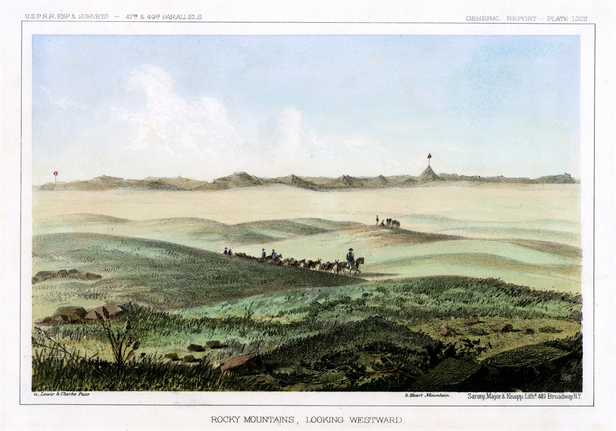 Le Montagne Rocciose, guardando verso ovest, USA, 1856 da John Mix Stanley