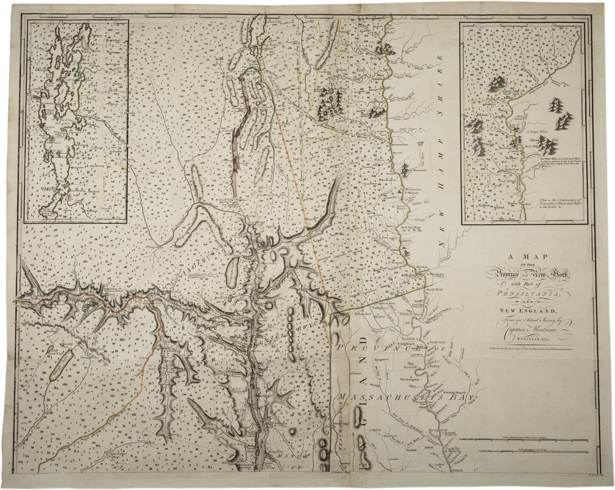 Mappa della provincia di New York con parte della Pennsylvania e del New England, da un rilevamento effettivo del capitano Montresor, ingegnere, 10 giugno 1775 da John Montresor