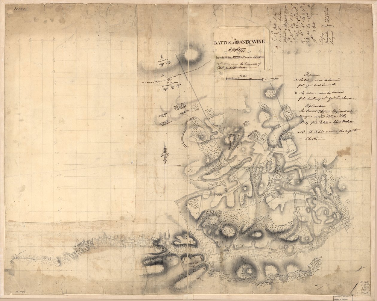 Battaglia di Brandywine, 11 sett. 1777, in cui i ribelli furono sconfitti dall