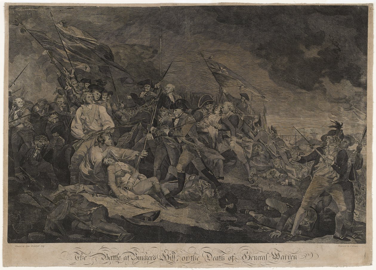 La battaglia di Bunker Hill, o La morte del generale Warren (incisione) da John Norman